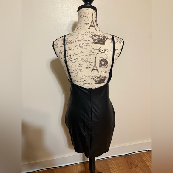 "Laced Up" Black PU Leather Mini Dress - Picture 4 of 8